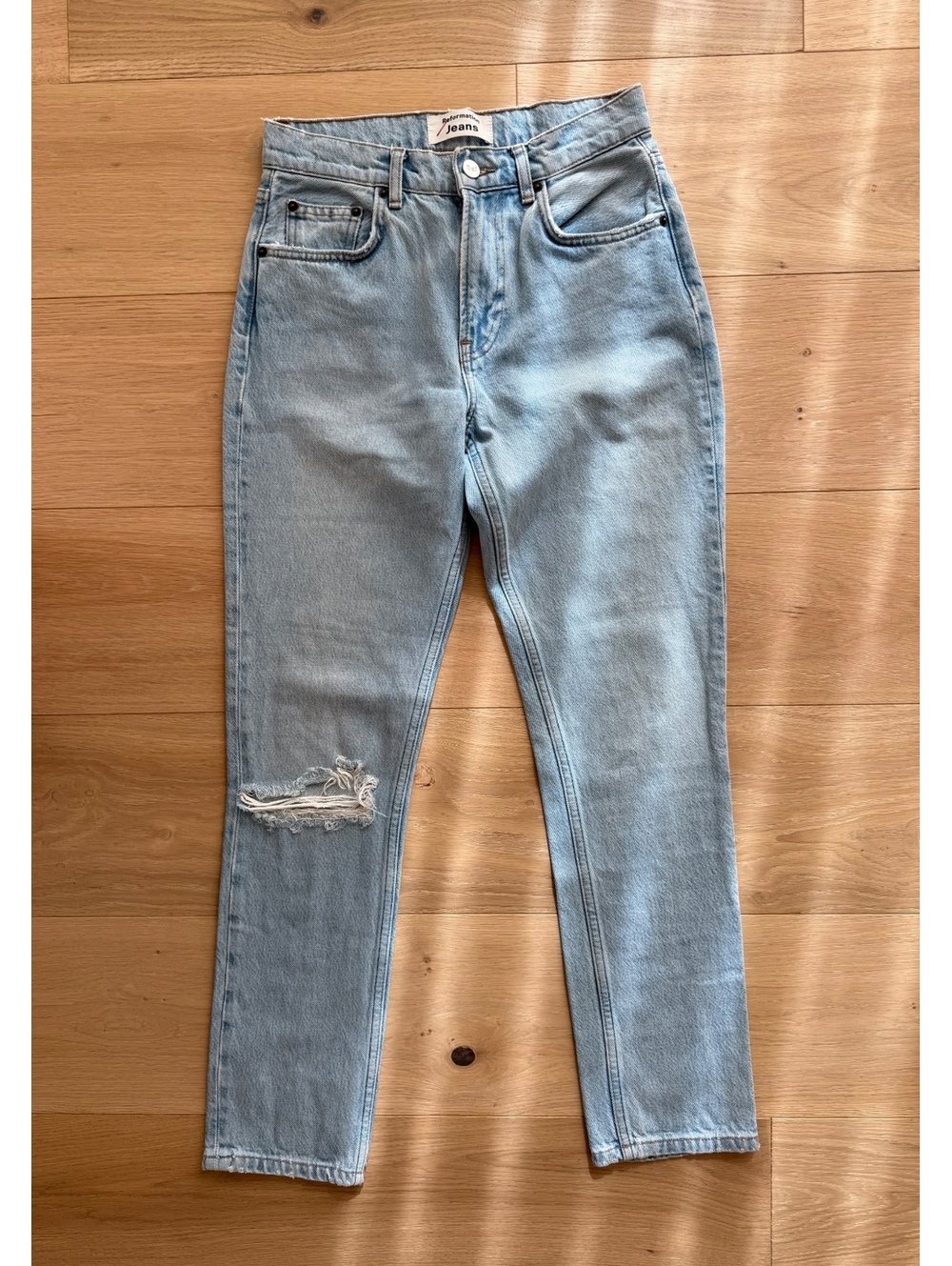 Reformation Julia High Cigarette Jeans Size 24 Light Wash Distressed High Rise